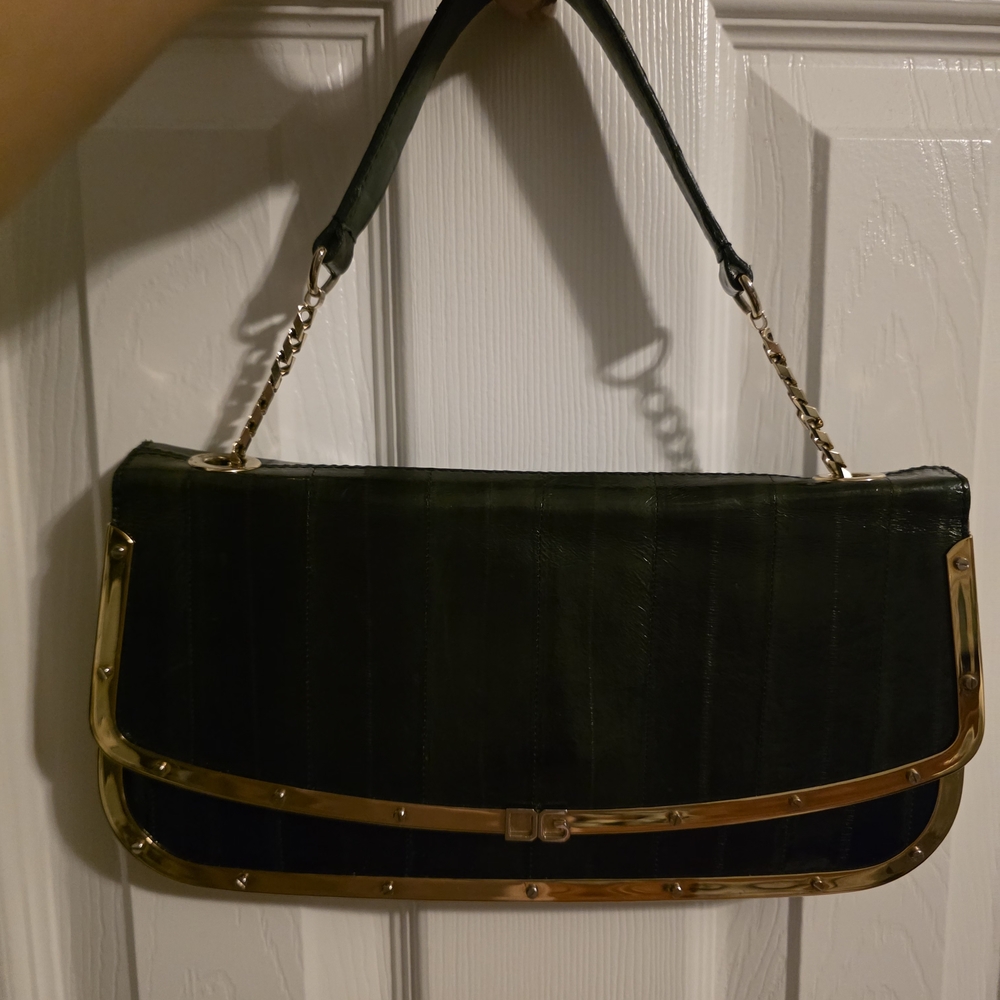 Dolce & Gabbana Green Shoulder Bag with Gold Trim